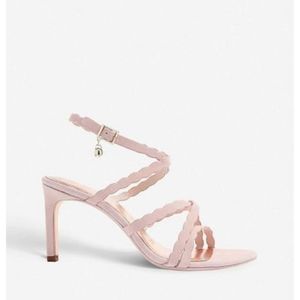 Ted Baker pink suede scallop strappy sandal heel